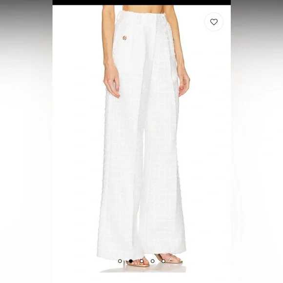 Amanda Uprichard Jane Pants in Kerrigan White Tweed Wide Leg Pants - Picture 2 of 12